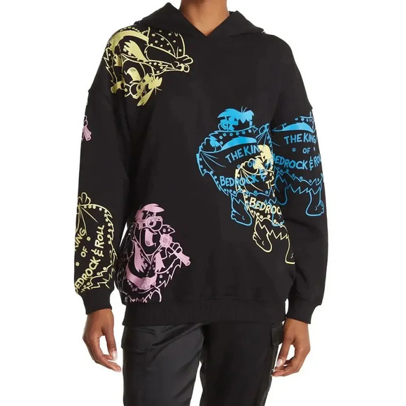 JEREMY SCOTT The King of Bedrock & Roll Graphic Hoodie Sweater - Picture 1 of 5